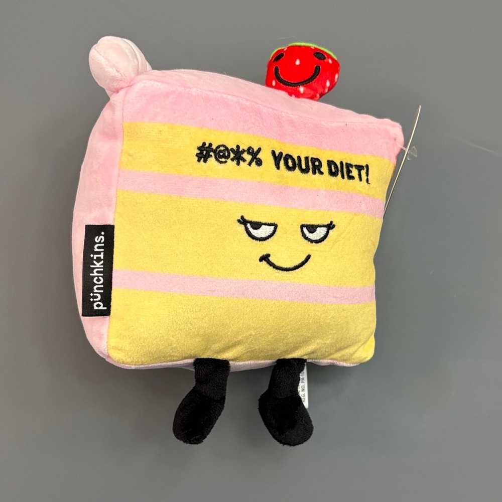 Punchkins Pink & Yellow Plush Square Toy with Playful Face